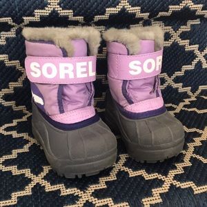 Little Girls Purple Sorel Snow Boots
